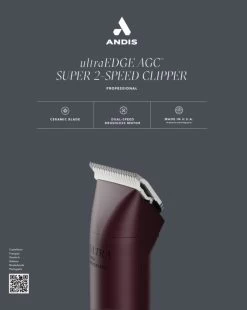 Andis AGCB Super 2 Speed Brushless Clipper - Burgundy 12 Andis AGCB Super 2 Speed Brushless Clipper - Burgundy -Pet Care Store AN 23370 3