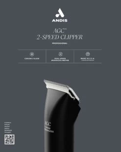 Andis AGCB 2 Speed Brushless Clipper - Black 11 Andis AGCB 2 Speed Brushless Clipper - Black -Pet Care Store AN 24685 4
