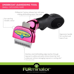 Furminator DeShedding Tool - Small Cat Long Hair Metallic [Pink] -Pet Care Store FU 01224 4