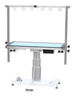 Aeolus LED Lighting Pedestal Lifting Table With Under Table Wheels