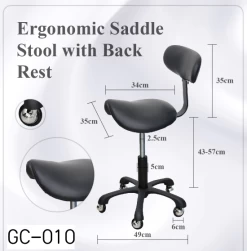 Groomer's Saddle Stool With Back Rest (Black) -Pet Care Store T GC010 3