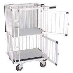 Aeolus 2-Berth Double Deck Show Trolley With 4" Nylon Wheels - XSmall [Silver] -Pet Care Store T KB514NAT SL Kit 2